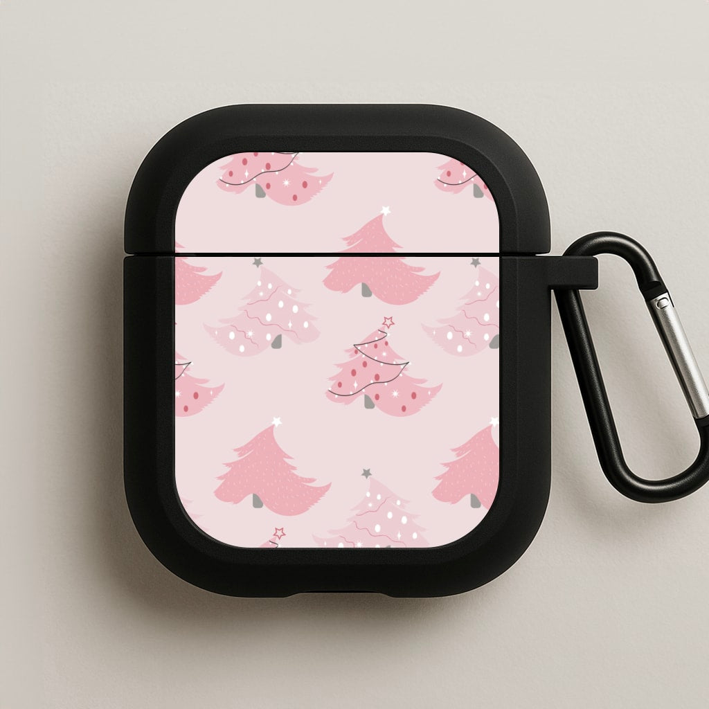 Pink Christmas Tree Pattern AirPods Case