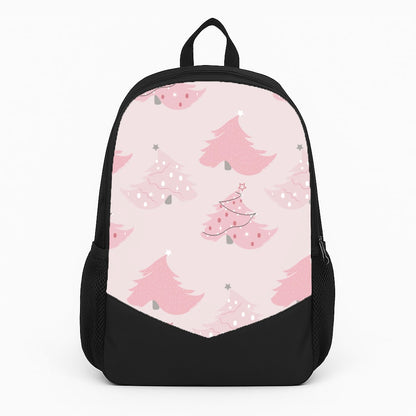Pink Christmas Tree Pattern Large Backpack