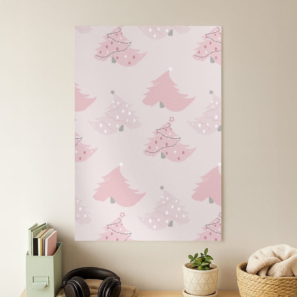 Pink Christmas Tree Pattern Poster