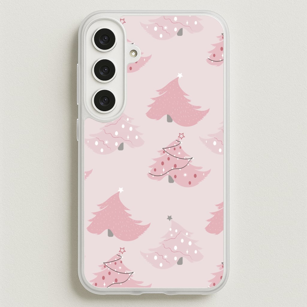 Pink Christmas Tree Pattern Phone Case for Galaxy S25FE