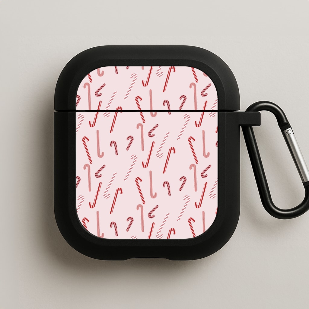 Pink Candycane Christmas Pattern AirPods Case