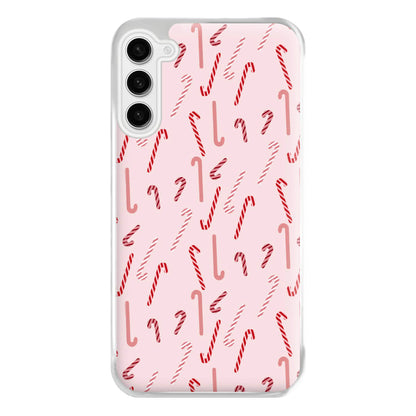 Pink Candycane Christmas Pattern Phone Case for Galaxy S23FE