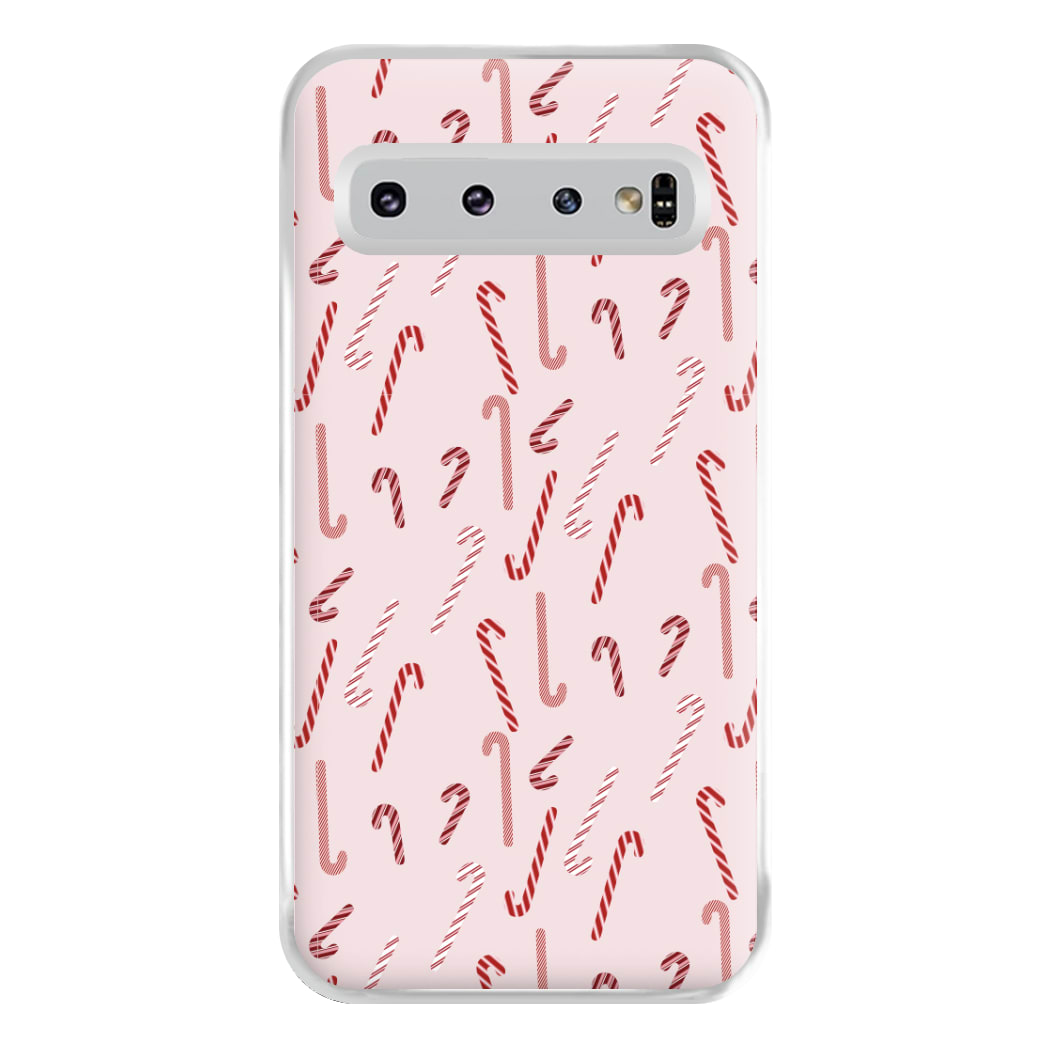 Pink Candycane Christmas Pattern Phone Case for Galaxy S10 Plus