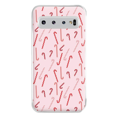 Pink Candycane Christmas Pattern Phone Case for Galaxy S10 Plus