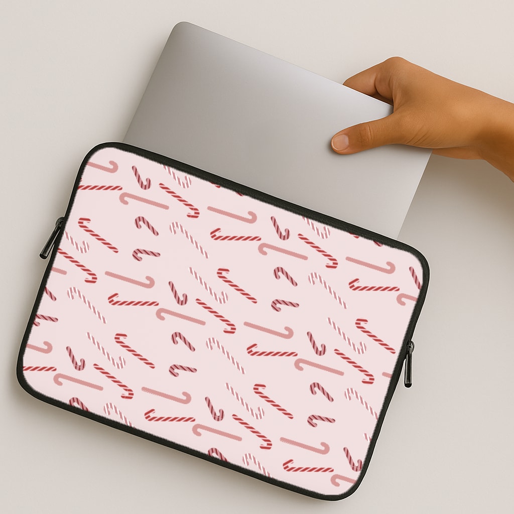 Pink Candycane Christmas Pattern MacBook Case