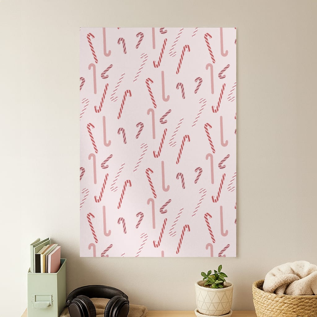 Pink Candycane Christmas Pattern Poster