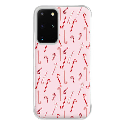 Pink Candycane Christmas Pattern Phone Case for Galaxy S20 Plus