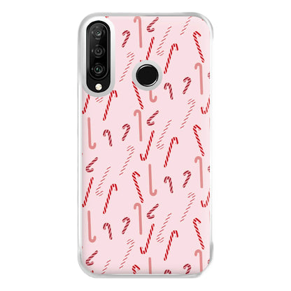 Pink Candycane Christmas Pattern Phone Case for Huawei P30 Lite