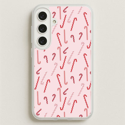Pink Candycane Christmas Pattern Phone Case for Galaxy S25FE