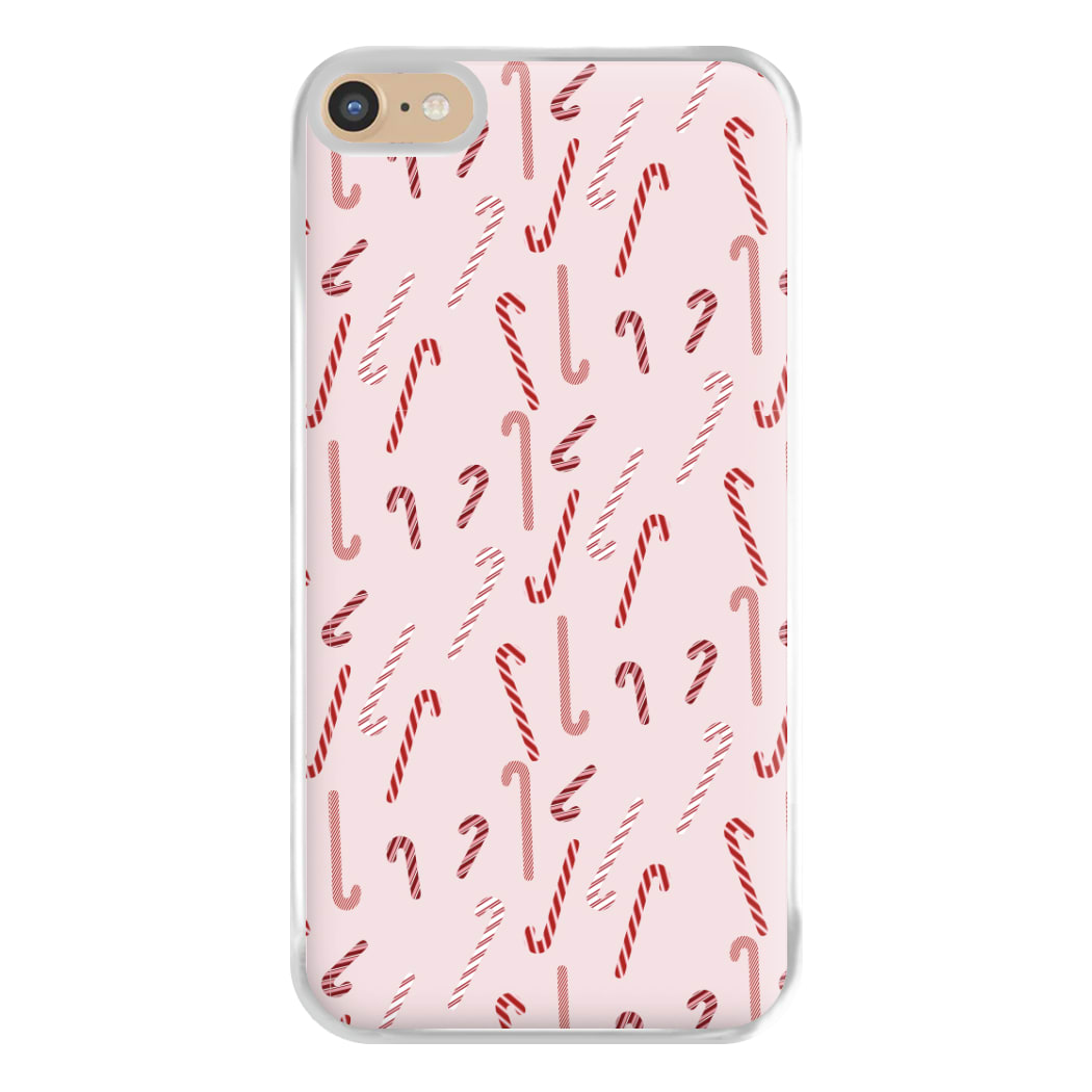 Pink Candycane Christmas Pattern Phone Case for iPhone 6 Plus / 7 Plus / 8 Plus