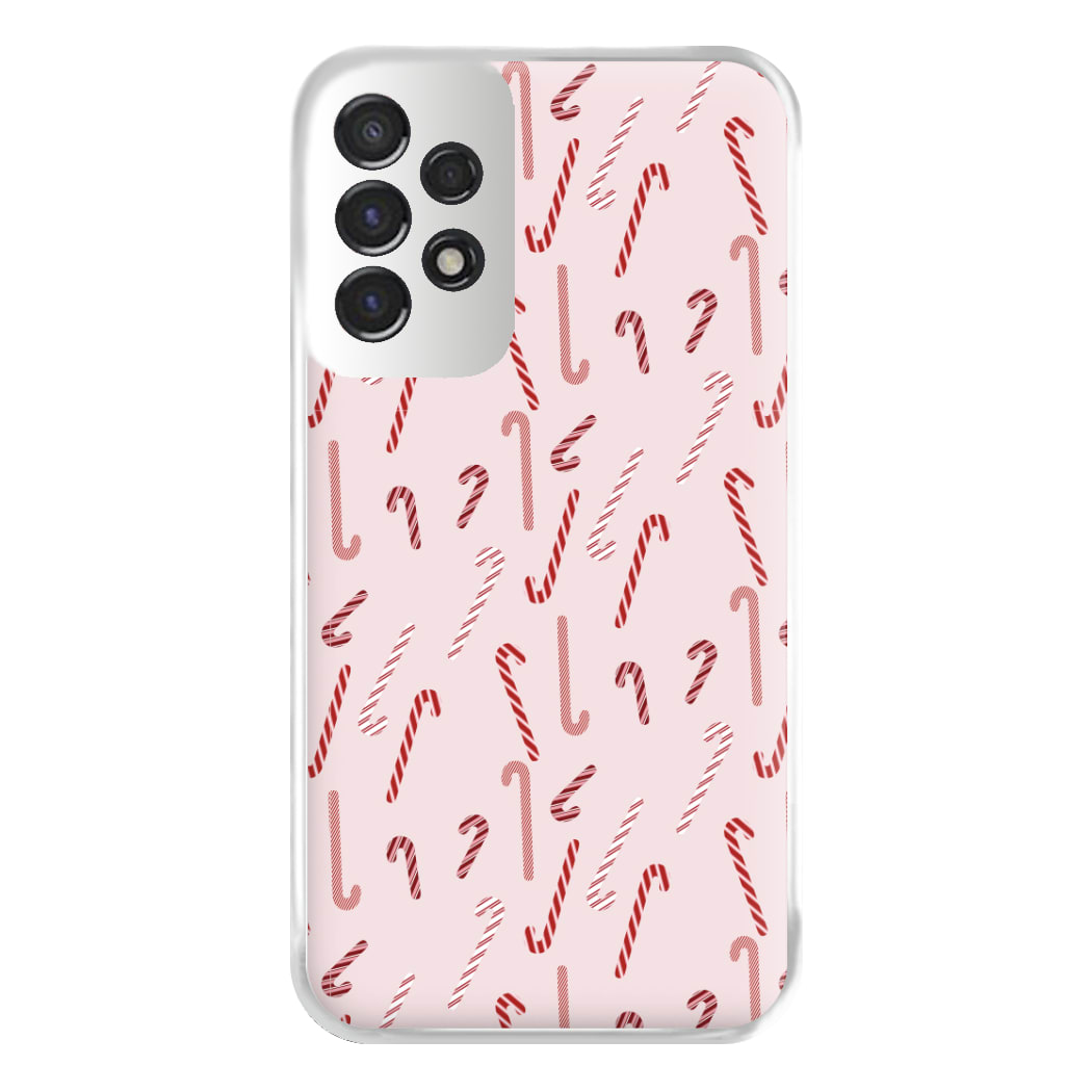 Pink Candycane Christmas Pattern Phone Case for Galaxy A53