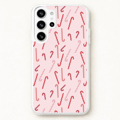 Pink Candycane Christmas Pattern Phone Case for Galaxy S26 Ultra