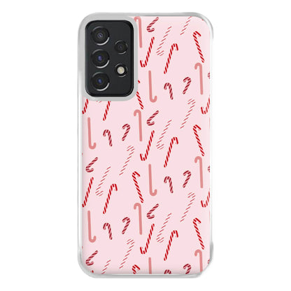 Pink Candycane Christmas Pattern Phone Case for Galaxy A52 / A52s