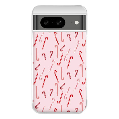 Pink Candycane Christmas Pattern Phone Case for Google Pixel 8