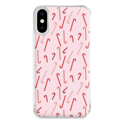 Pink Candycane Christmas Pattern Phone Case for iPhone XS Max