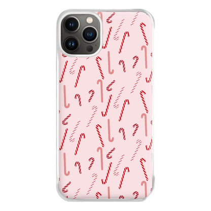 Pink Candycane Christmas Pattern Phone Case for iPhone 13