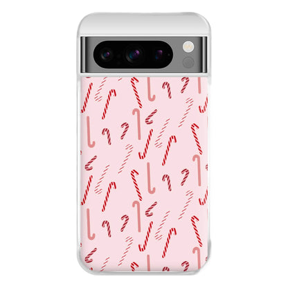 Pink Candycane Christmas Pattern Phone Case for Google Pixel 8 Pro