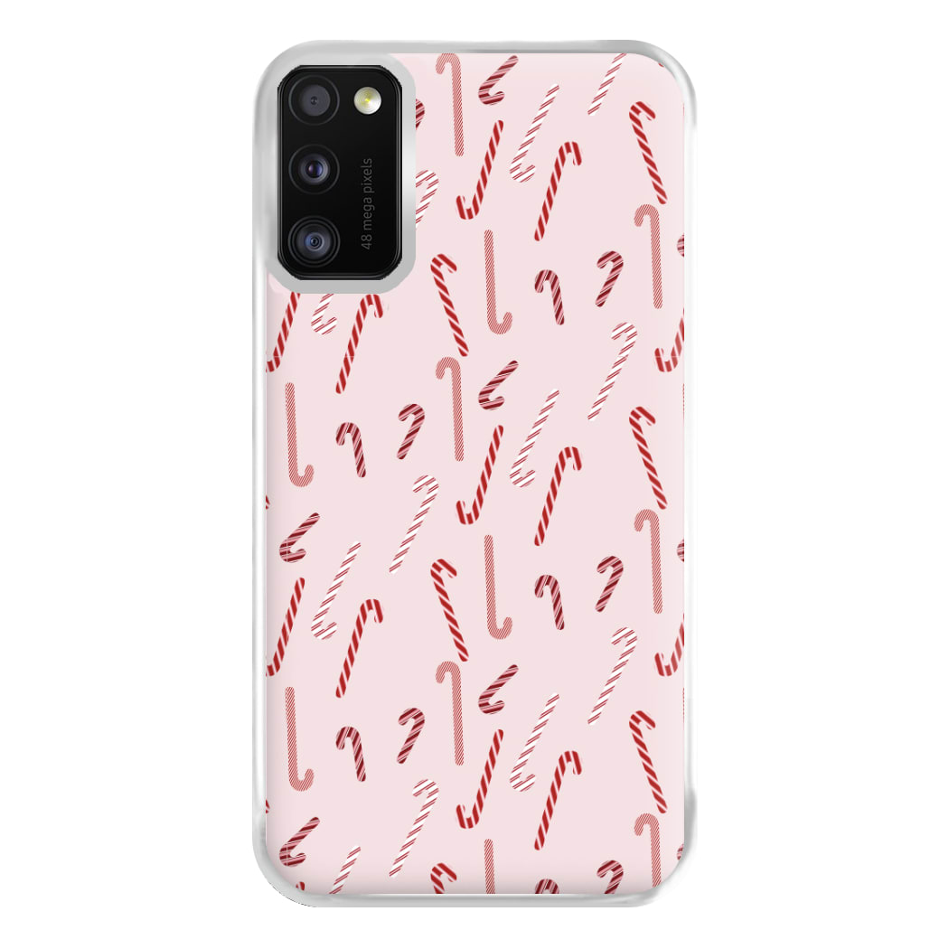 Pink Candycane Christmas Pattern Phone Case for Galaxy A41