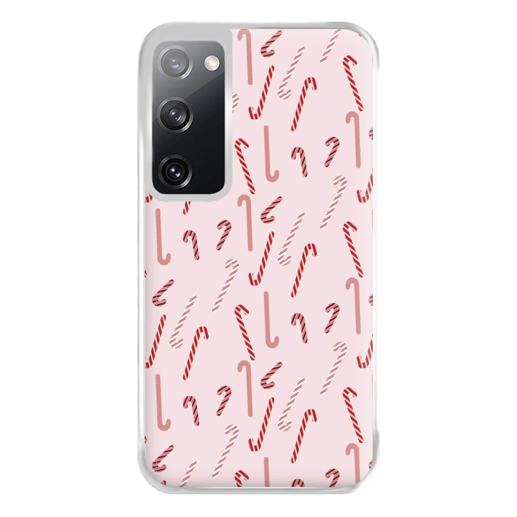 Pink Candycane Christmas Pattern Phone Case for Galaxy S20