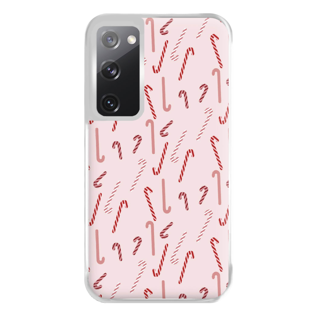 Pink Candycane Christmas Pattern Phone Case for Galaxy S20FE