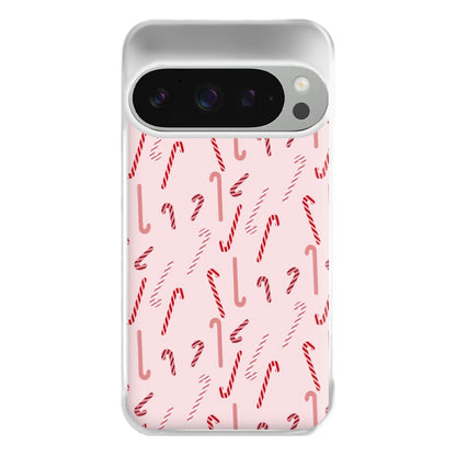 Pink Candycane Christmas Pattern Phone Case for Google Pixel 9 Pro XL