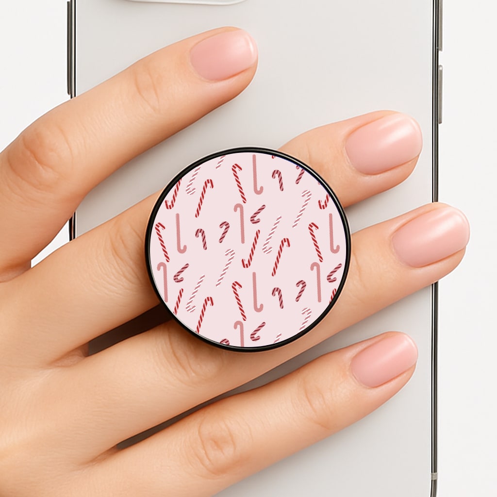 Pink Candycane Christmas Pattern Phone Grip