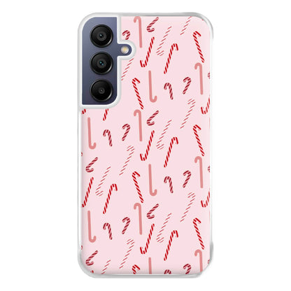 Pink Candycane Christmas Pattern Phone Case for Galaxy A16