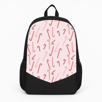 Pink Candycane Christmas Pattern Large Backpack