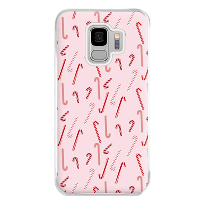 Pink Candycane Christmas Pattern Phone Case for Galaxy S9 Plus