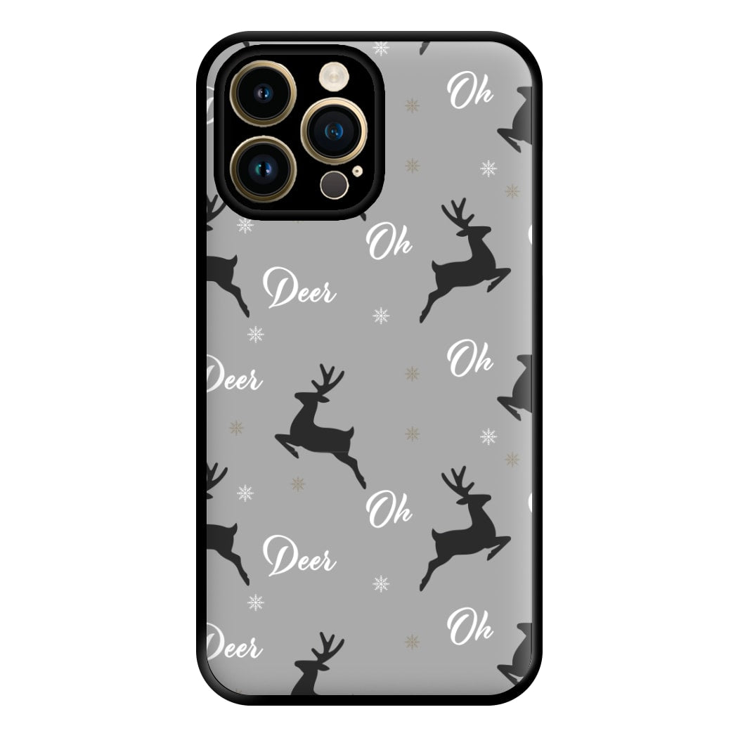 Oh Deer Christmas Pattern Phone Case for iPhone 14 Pro Max