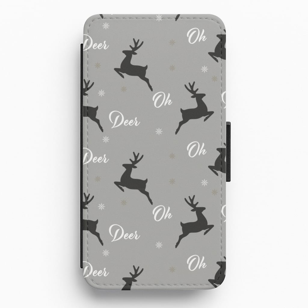 Oh Deer Christmas Pattern Flip / Wallet Phone Case