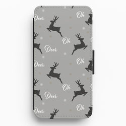 Oh Deer Christmas Pattern Flip / Wallet Phone Case