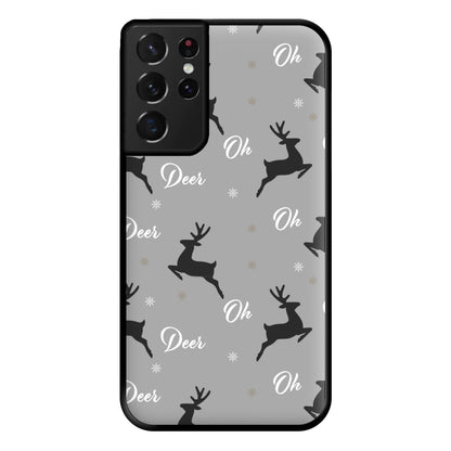 Oh Deer Christmas Pattern Phone Case for Galaxy S21 Ultra