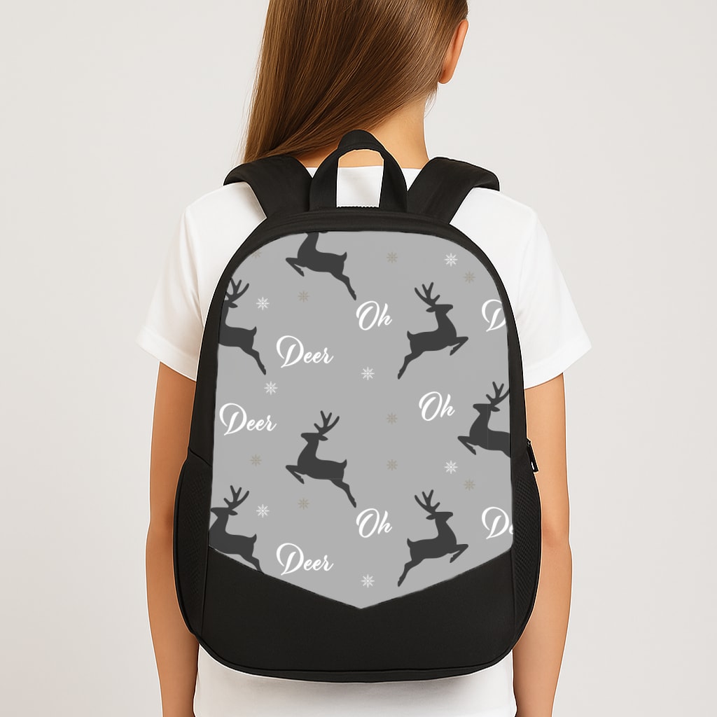 Oh Deer Christmas Pattern Large School Bag