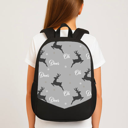 Oh Deer Christmas Pattern Large School Bag
