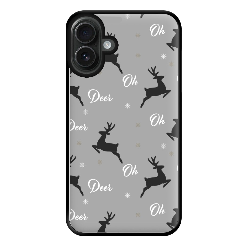 Oh Deer Christmas Pattern Phone Case for iPhone 16 Plus