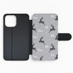 Oh Deer Christmas Pattern Flip Phone Case