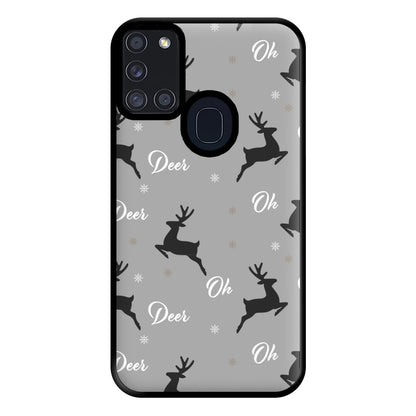 Oh Deer Christmas Pattern Phone Case for Galaxy A21s