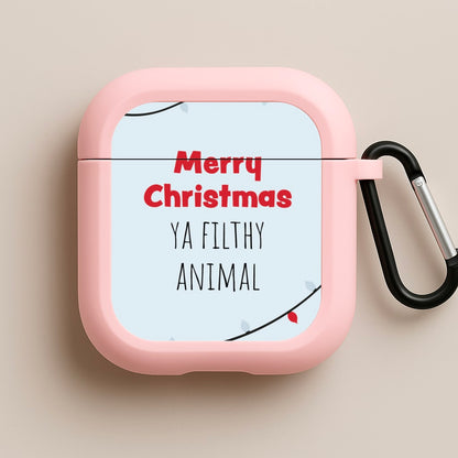 Merry Christmas Ya Filthy Animal Pink AirPods Case