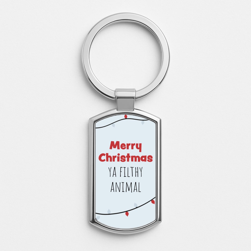 Merry Christmas Ya Filthy Animal Silver Keyring
