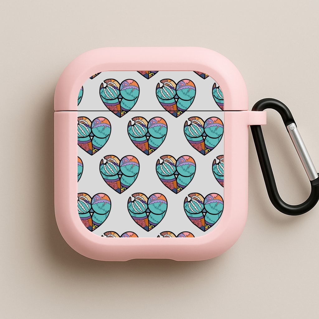 Sally And Jack Heart Pattern - TNBC Pink AirPods Case