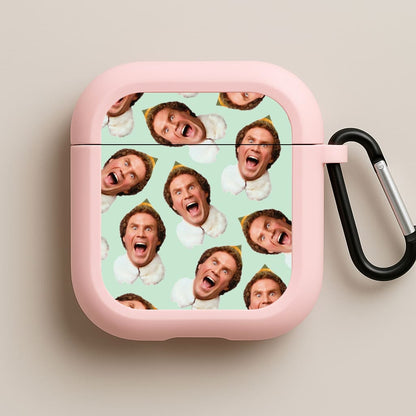 Green Elf Face - Christmas Pink AirPods Case