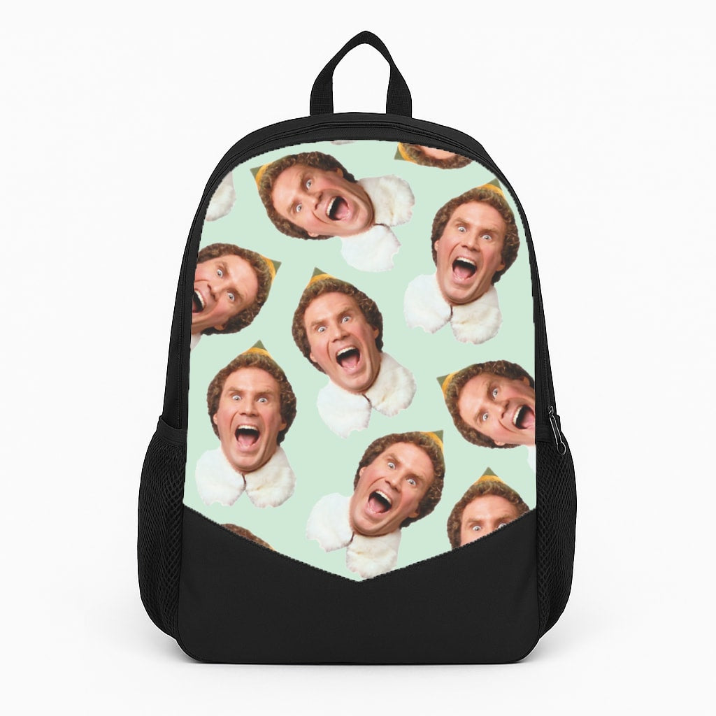 Green Elf Face - Christmas Large Backpack