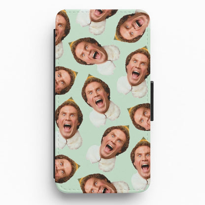 Green Elf Face - Christmas Flip / Wallet Phone Case