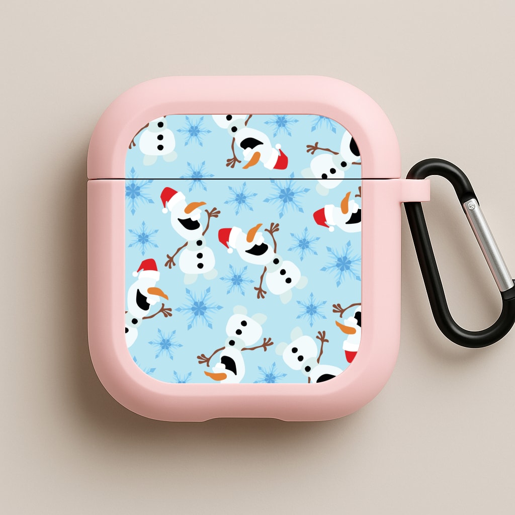 Snowman Pattern Pink AirPods Case