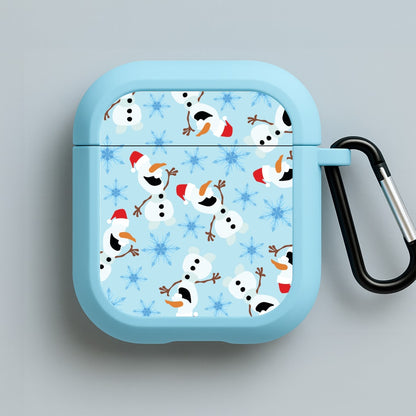 Snowman Pattern Blue AirPods Case