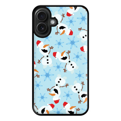 Snowman Pattern Phone Case for iPhone 16 Plus