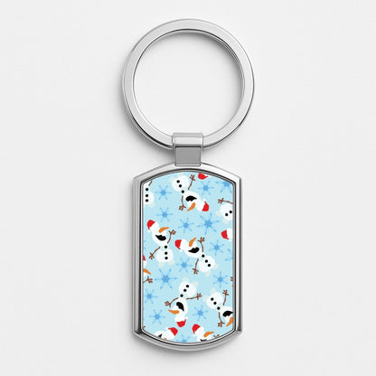 Snowman Pattern Silver Keyring