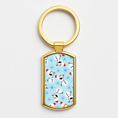 Snowman Pattern Gold Keyring