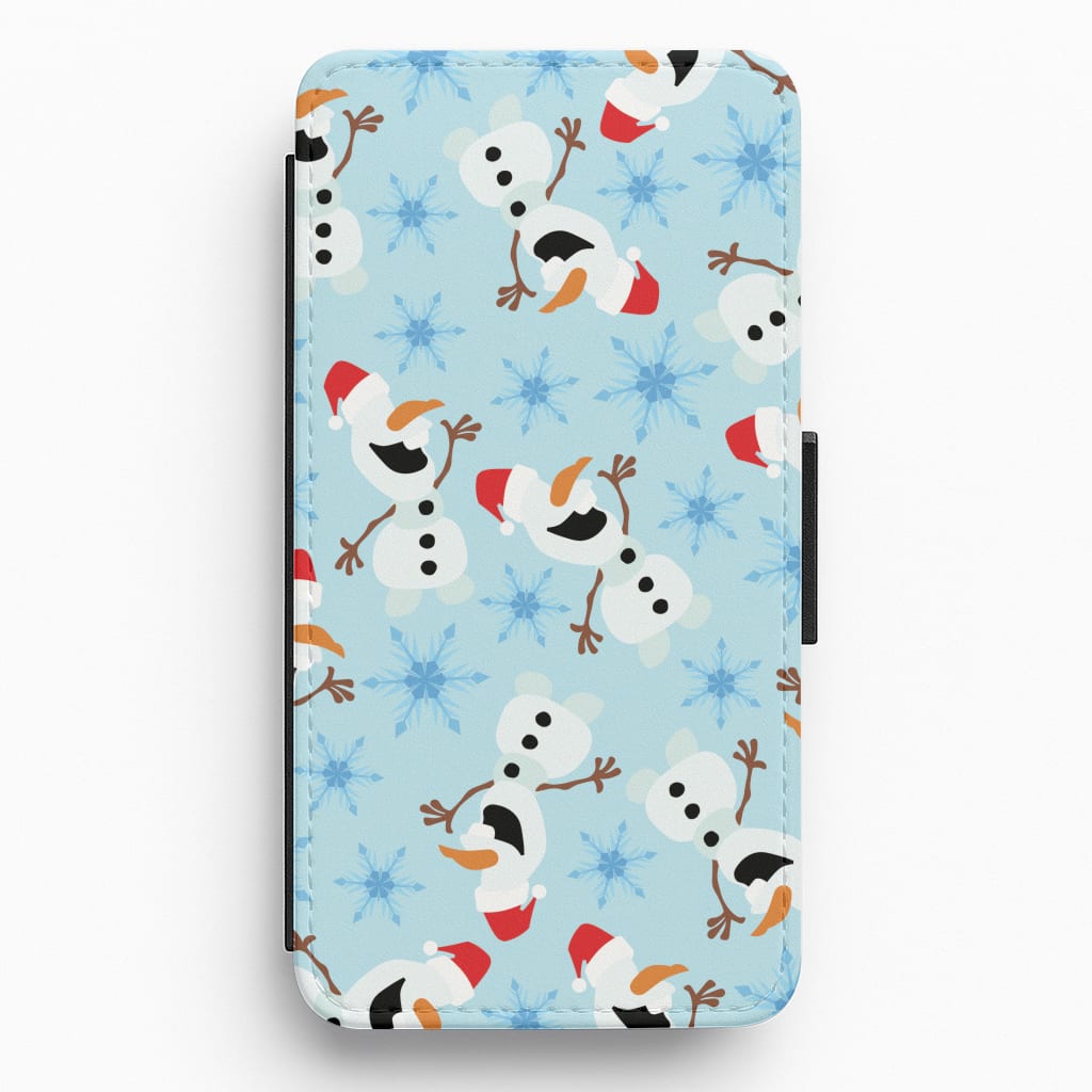 Snowman Pattern Flip / Wallet Phone Case